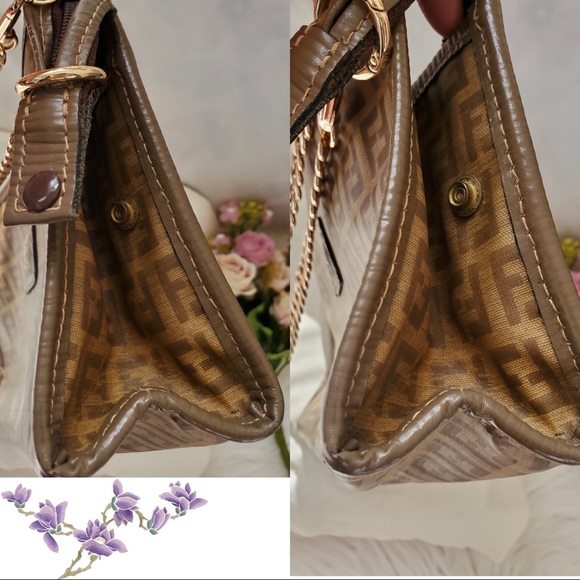 🌸Auth🌸Beautiful FENDI Zucchino Zucca Monogram FF Logo Clutch/Shoulder Bag 🦋 - Picture 9 of 14